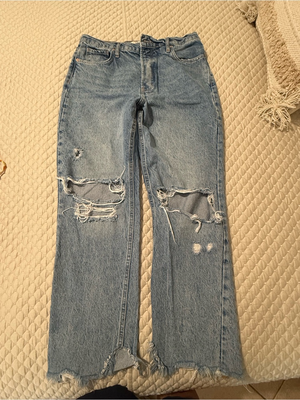 Free People We The Free Distressed Wide Leg Jeans size 28